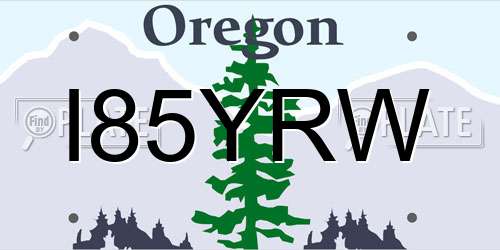 I85YRW Oregon License Plate
