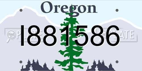 I881586 Oregon License Plate