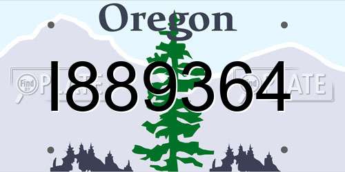 I889364 Oregon License Plate