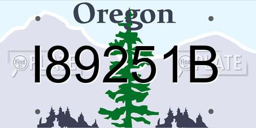 I89251B Oregon License Plate