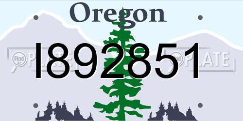 I892851 Oregon License Plate