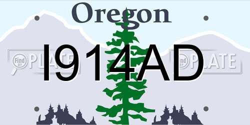 I914AD Oregon License Plate