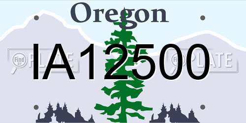 IA12500 Oregon License Plate