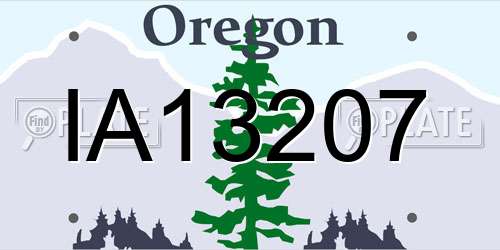 IA13207 Oregon License Plate
