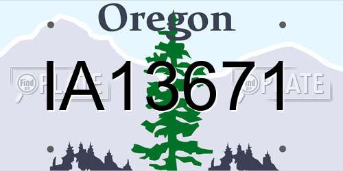 IA13671 Oregon License Plate