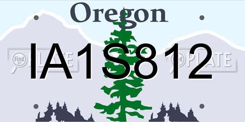 IA1S812 Oregon License Plate