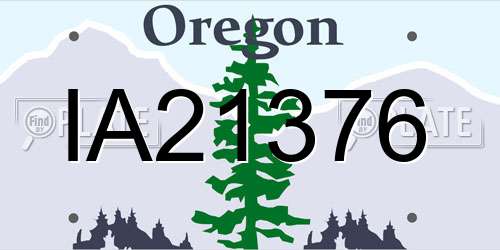 IA21376 Oregon License Plate