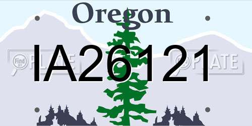IA26121 Oregon License Plate