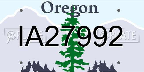 IA27992 Oregon License Plate