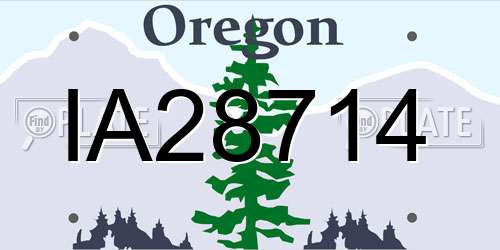 IA28714 Oregon License Plate