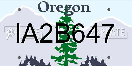 IA2B647 Oregon License Plate