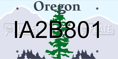 IA2B801 Oregon License Plate