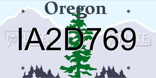 IA2D769 Oregon License Plate
