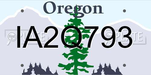 IA2Q793 Oregon License Plate