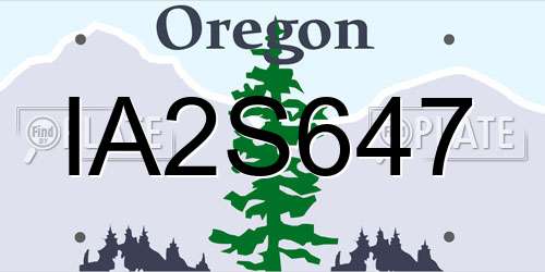 IA2S647 Oregon License Plate
