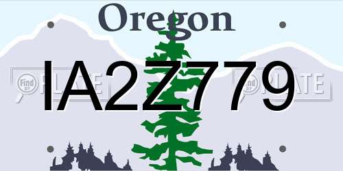 IA2Z779 Oregon License Plate