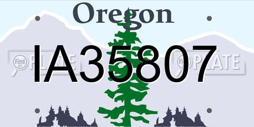 IA35807 Oregon License Plate