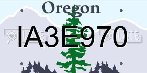 IA3E970 Oregon License Plate