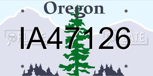 IA47126 Oregon License Plate