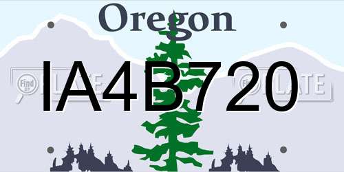 IA4B720 Oregon License Plate