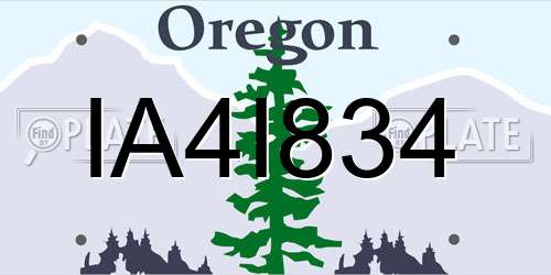 IA4I834 Oregon License Plate