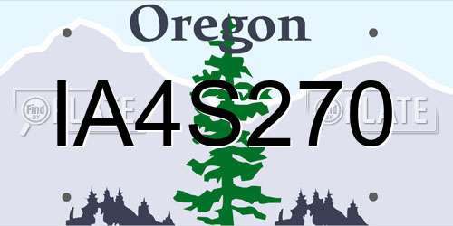 IA4S270 Oregon License Plate