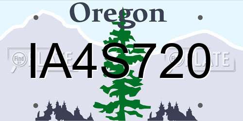 IA4S720 Oregon License Plate