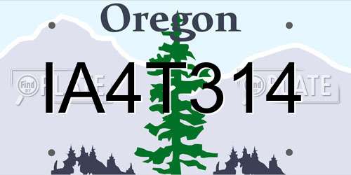 IA4T314 Oregon License Plate