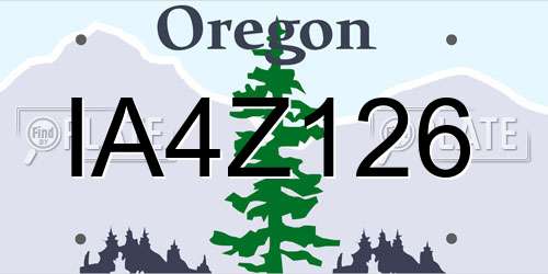 IA4Z126 Oregon License Plate