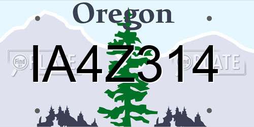 IA4Z314 Oregon License Plate
