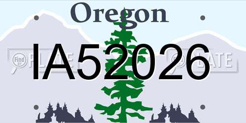 IA52026 Oregon License Plate