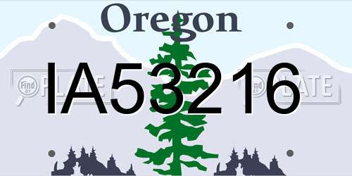 IA53216 Oregon License Plate