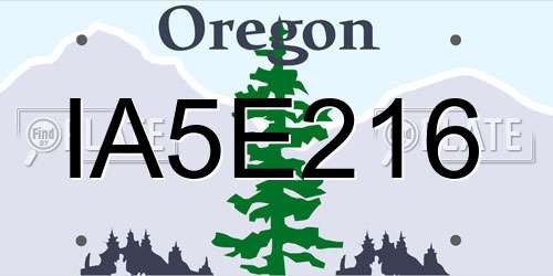 IA5E216 Oregon License Plate