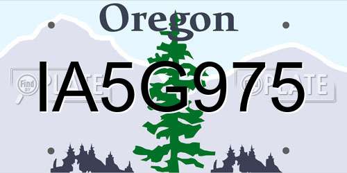 IA5G975 Oregon License Plate
