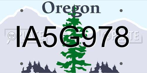 IA5G978 Oregon License Plate