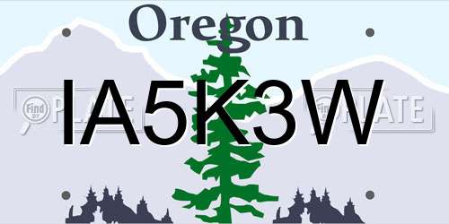 IA5K3W Oregon License Plate