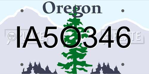 IA5O346 Oregon License Plate