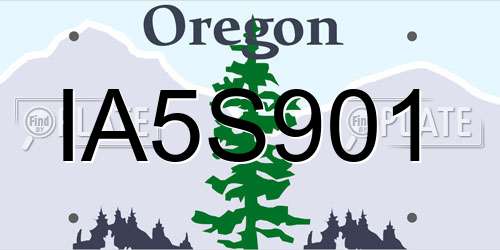 IA5S901 Oregon License Plate