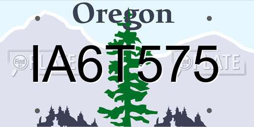 IA6T575 Oregon License Plate