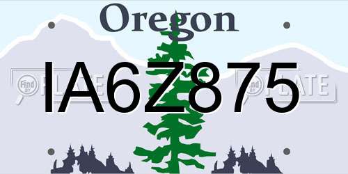 IA6Z875 Oregon License Plate