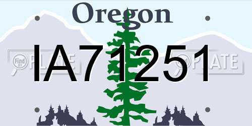 IA71251 Oregon License Plate