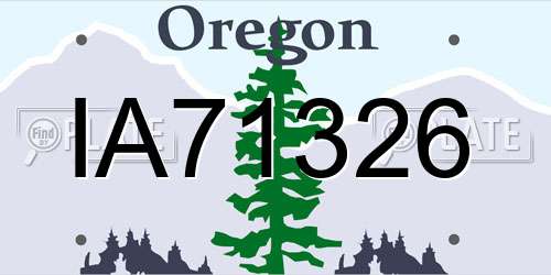 IA71326 Oregon License Plate
