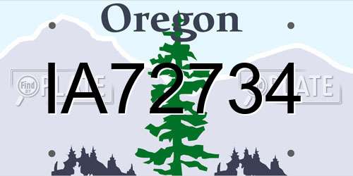 IA72734 Oregon License Plate