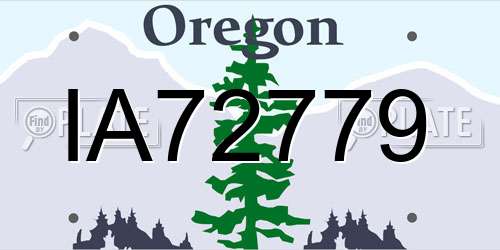 IA72779 Oregon License Plate