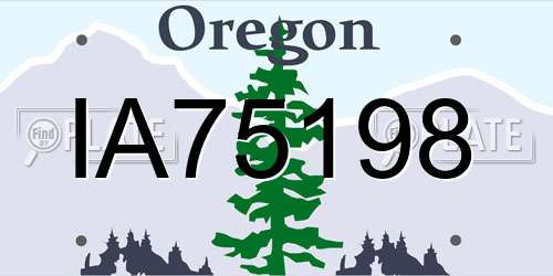 IA75198 Oregon License Plate