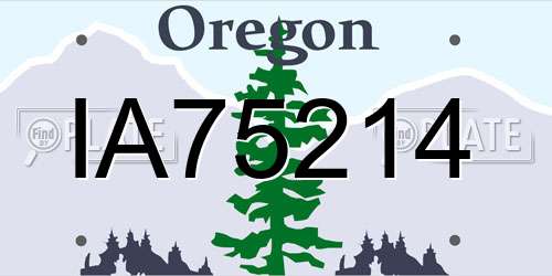 IA75214 Oregon License Plate