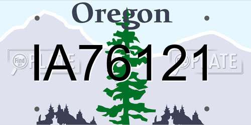 IA76121 Oregon License Plate