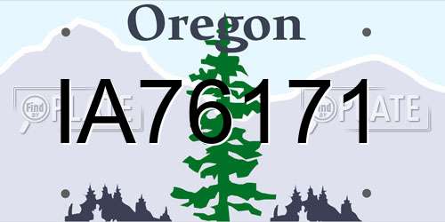 IA76171 Oregon License Plate