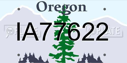 IA77622 Oregon License Plate