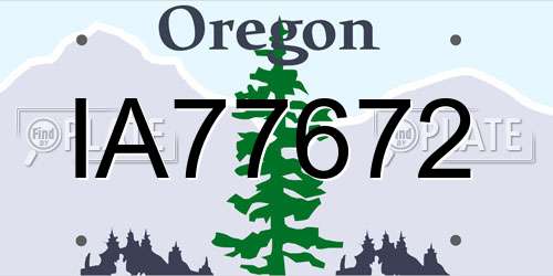 IA77672 Oregon License Plate